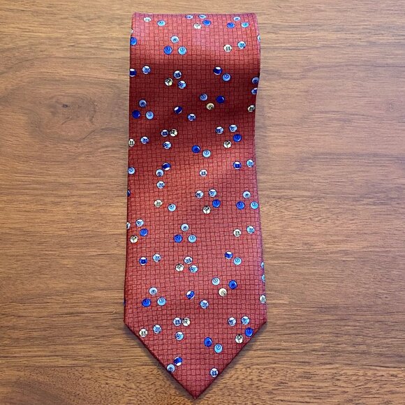 Beaufort Tie Rack 100% Silk Italy made Billiard/Pool Balls Copper Men's Necktie - Picture 8 of 9